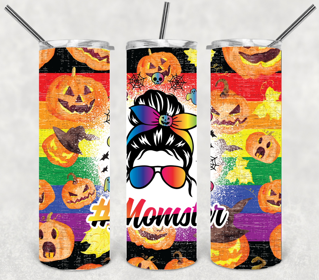 20 oz Tumbler, Momster Halloween Tumbler Trick or Treat Ghosts Pumpkins Spooky
