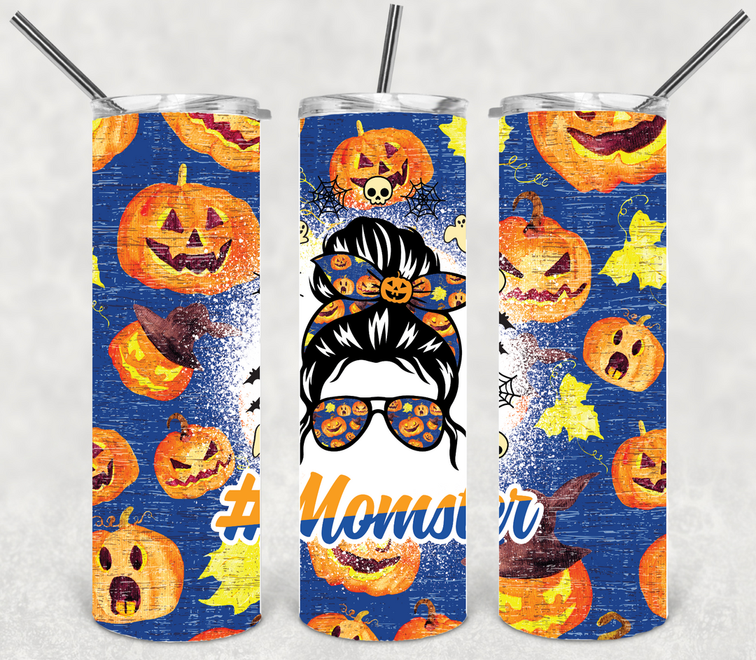 20 oz Tumbler, Momster Halloween Tumbler Trick or Treat Ghosts Pumpkins Spooky