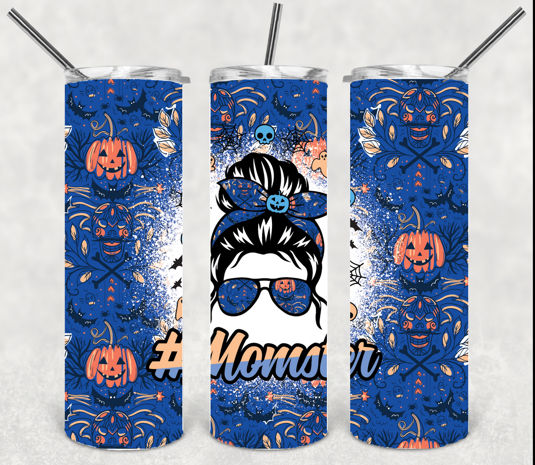 20 oz Tumbler, Momster Halloween Tumbler Trick or Treat Ghosts Pumpkins Spooky