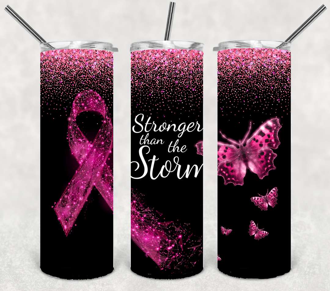 Breast Cancer Tumbler, Breast Cancer Awareness, Stronger Than the Storm