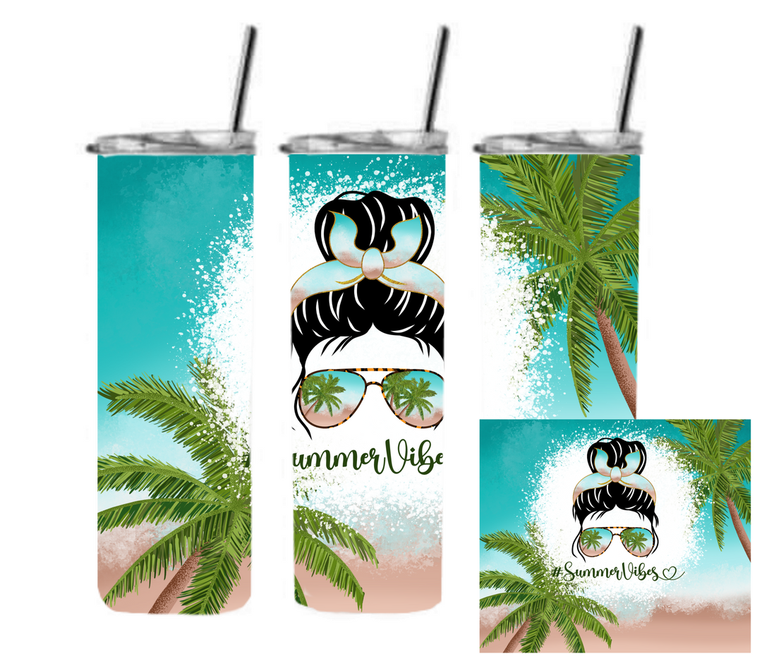 20 oz Skinny Tumbler - Beach Theme - Beachlife - Summer Vibes