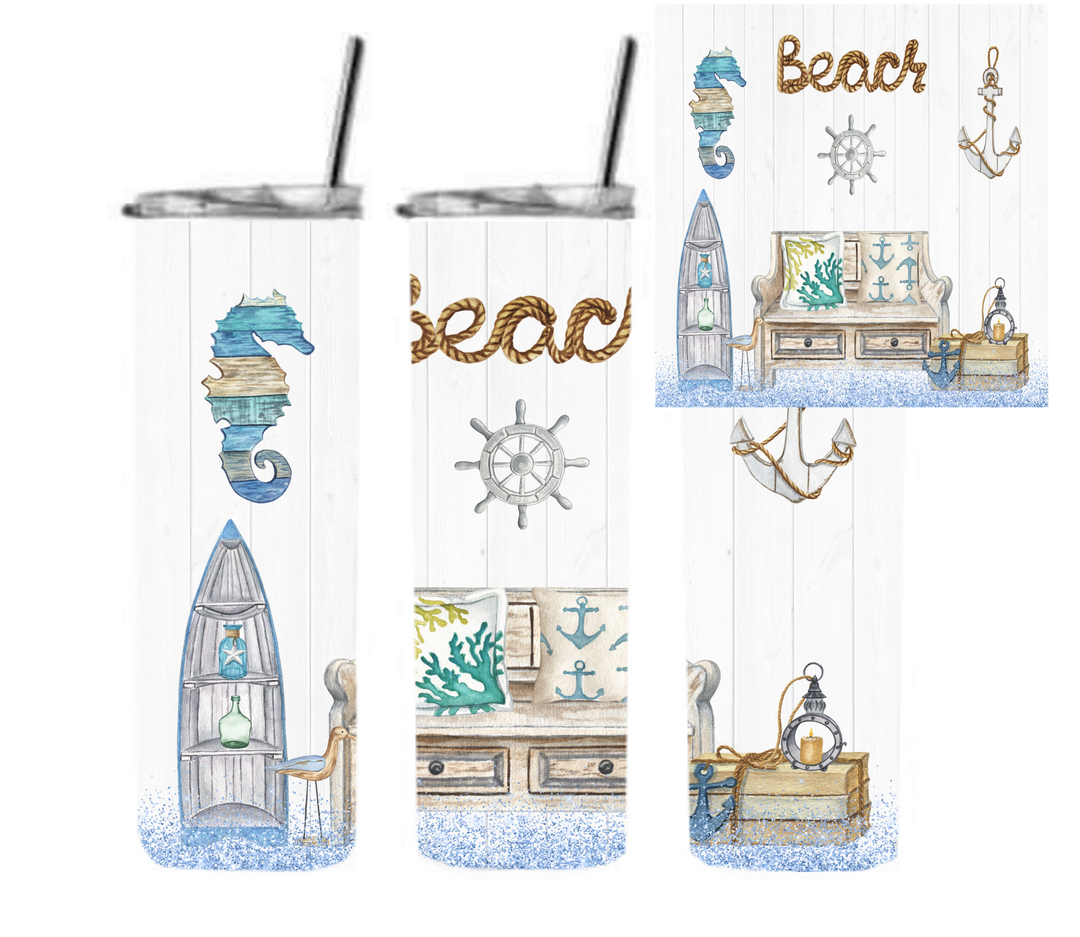 20 oz Skinny Tumbler - Beach Theme - Beachlife - Life is Better at the Beach