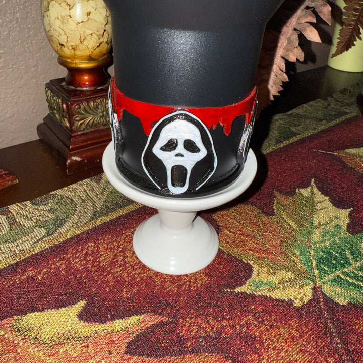 Scary Mask Ghost Face Tumbler Boot, Halloween Mask Cup Drink Sleeve, Scary Movies, Hand Painted, Hot Seller