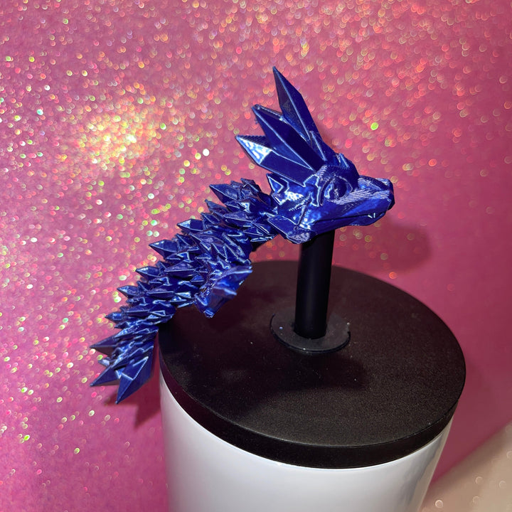 Crystal Dragon Crystalwing Dragon 10mm Straw Topper 30oz 40oz Straw Toppers, Articulated 3D Printed Dragon, Miniature Dragon Figurine Statue