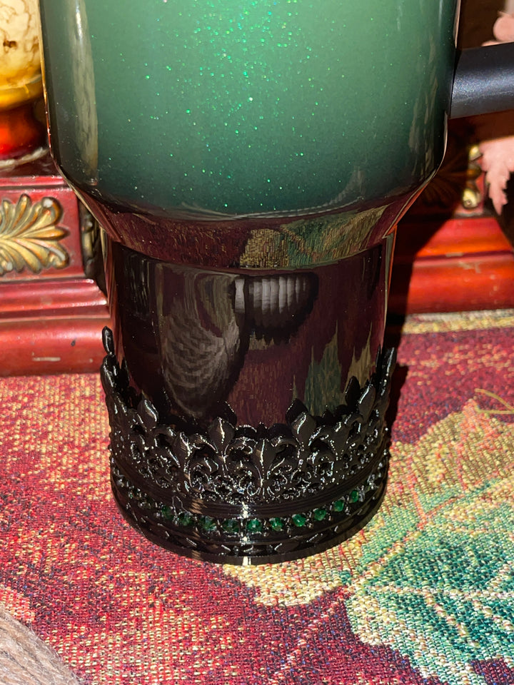 Wicked Witch Hat or Rhinestone Crown tumbler topper with spiderweb and rhinestone crown boot option Fits your Stanley Wicked Elphaba tumbler