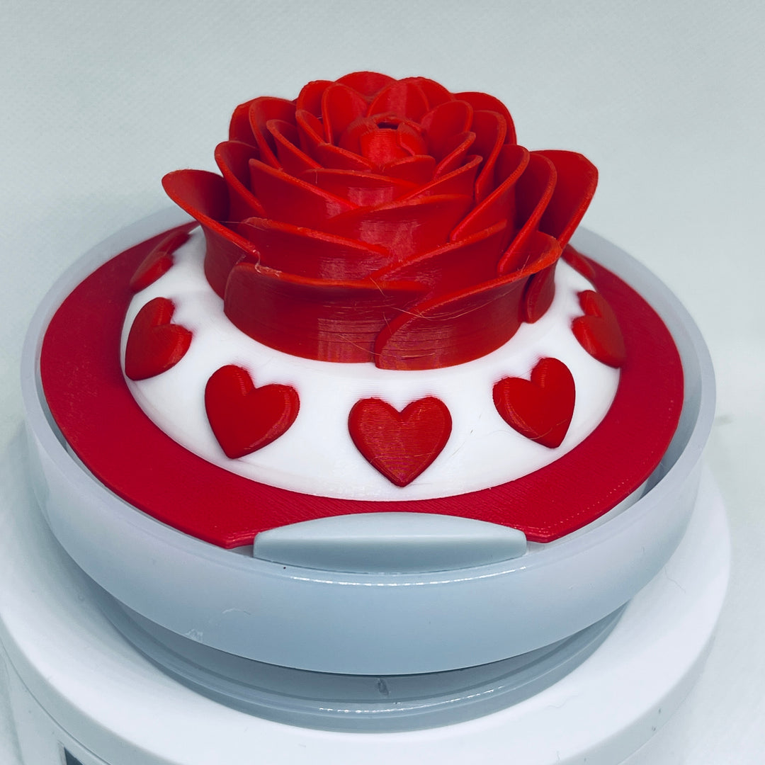 3D Red Rose with hearts 40 oz Tumbler Topper, 3D Valentines Love Flower 40 oz tumbler topper, 3D Decorative Lid Attachment