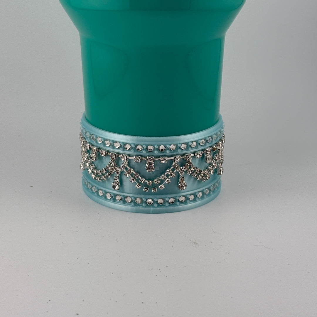 Mint Blue Rhinestone Royal Princess Accessory Collection for Stanley tumblers with options for a Princess Crown Topper, Royal Halo Lid Band and more 💎