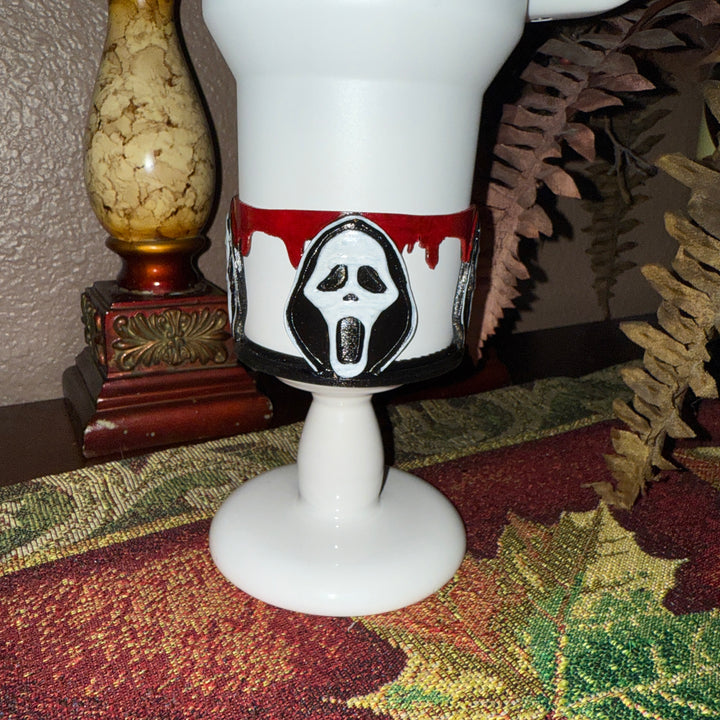 Scary Mask Ghost Face Tumbler Boot, Halloween Mask Cup Drink Sleeve, Scary Movies, Hand Painted, Hot Seller