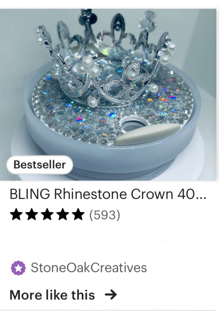 Bling Rhinestone Crown 40 oz Topper, Diva Topper, Queen Topper, Rhinestone Tumbler Lid 3D decorative tumbler lid attachment, unique gift