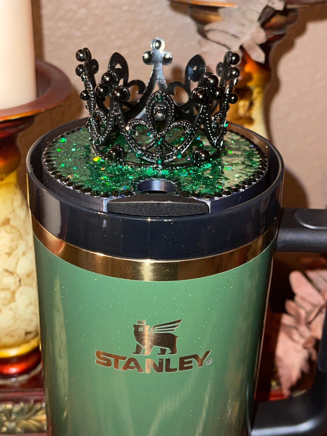 Wicked Witch Hat or Rhinestone Crown tumbler topper with spiderweb and rhinestone crown boot option Fits your Stanley Wicked Elphaba tumbler