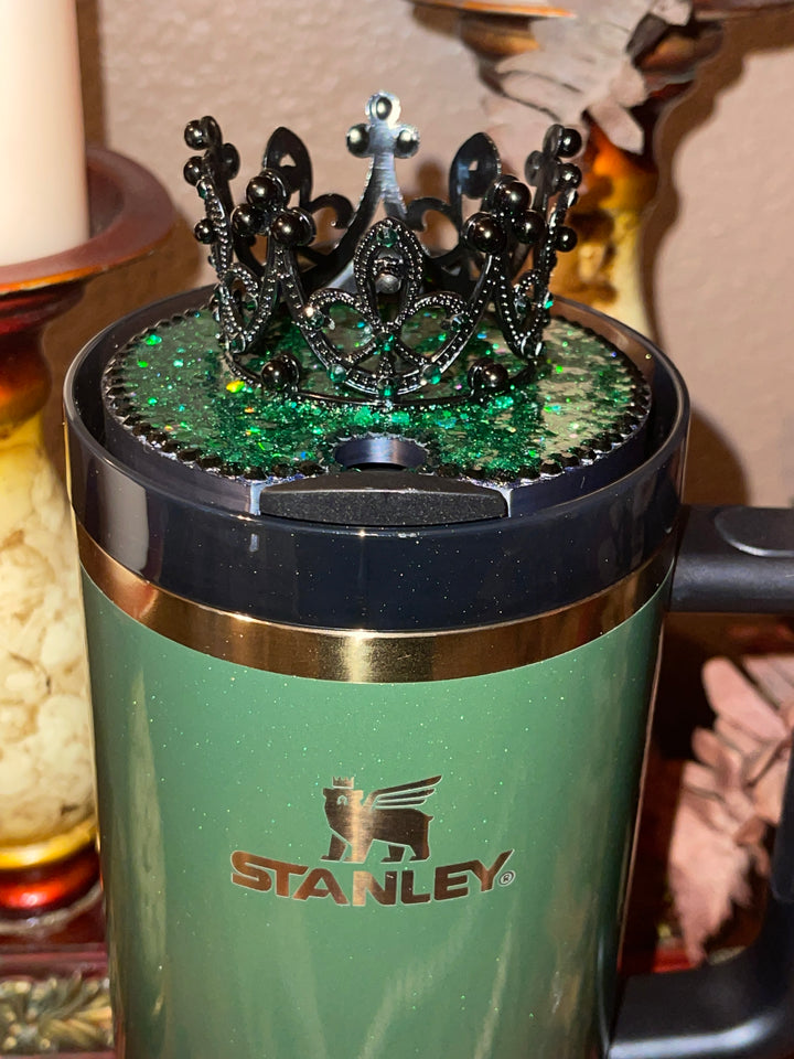 Wicked Witch Hat or Rhinestone Crown tumbler topper with spiderweb and rhinestone crown boot option Fits your Stanley Wicked Elphaba tumbler