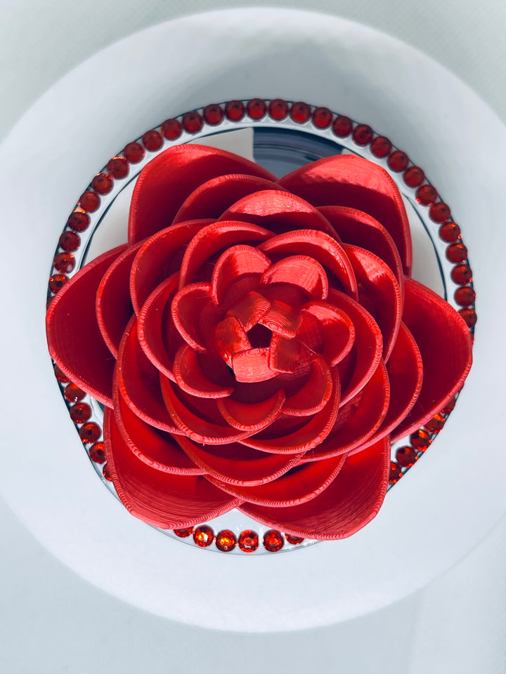 Red Rose Tumbler Topper, Valentine 3D Tumbler Lid