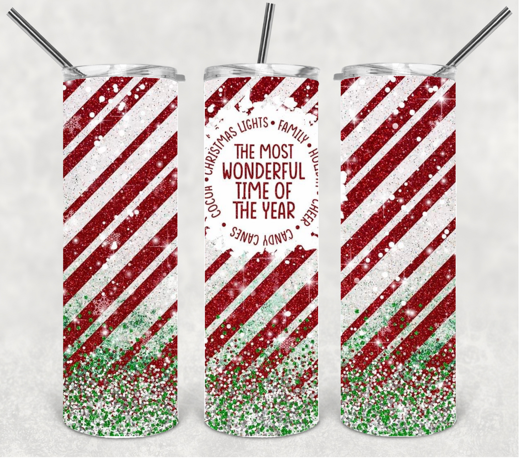 The Most Wonderful Time of the Year, Christmas Tumbler, 20 oz Skinny Tumbler