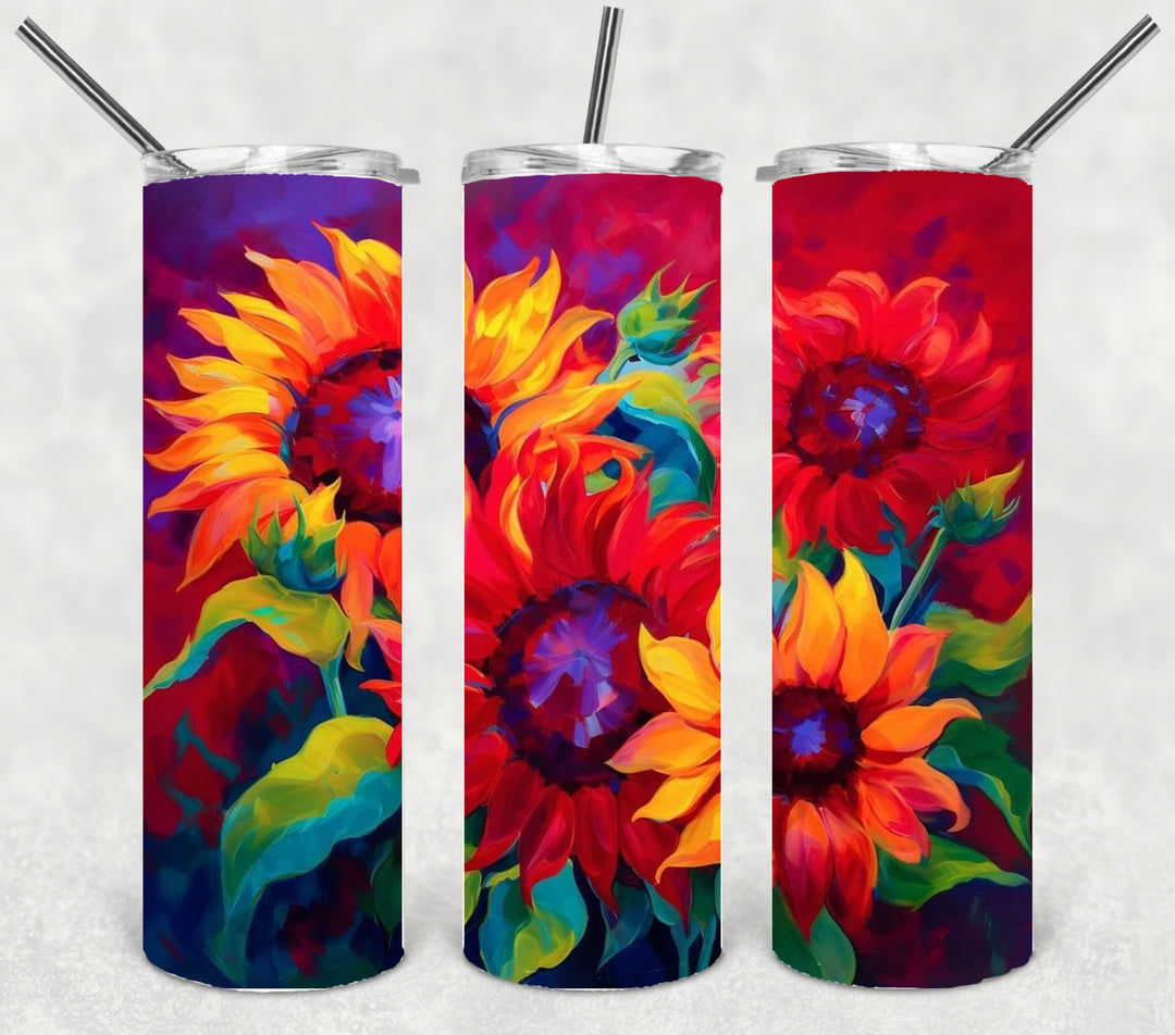 Vibrant Flowers, Bright Sunflowers, 20 oz Skinny Tumbler -