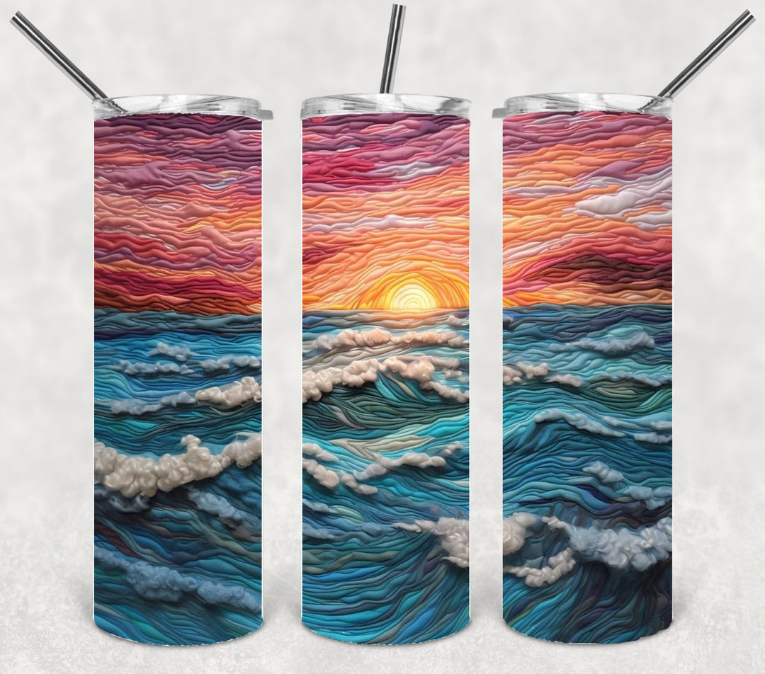 Watercolor Ocean Waves, Watercolor Waves, 20 oz Skinny Tumbler