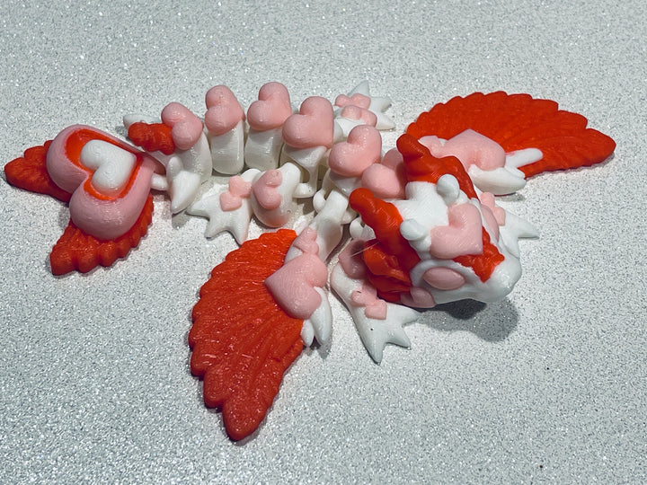 Tiny Heart Dragon, Articulated 3D Printed Heart Dragon, Miniature Dragon, Valentines Gift