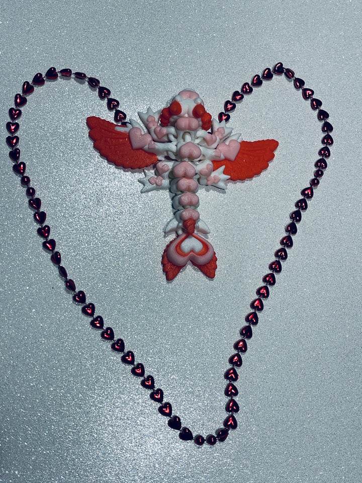 Tiny Heart Dragon, Articulated 3D Printed Heart Dragon, Miniature Dragon, Valentines Gift