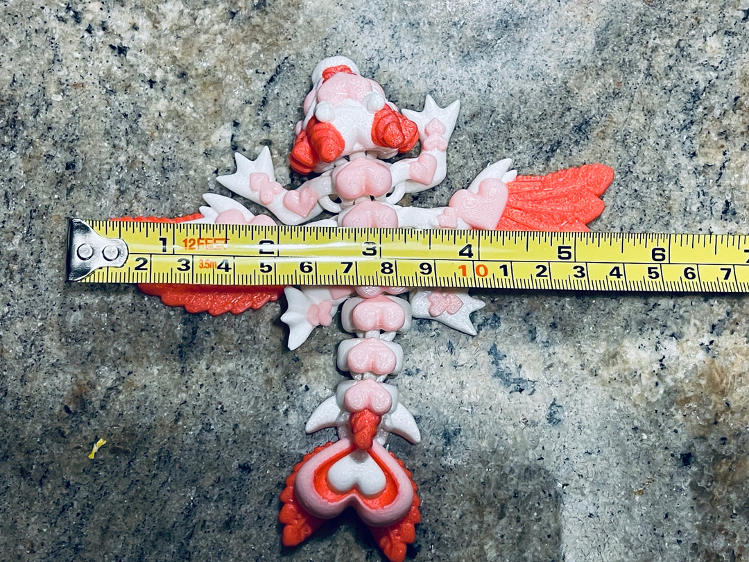 Tiny Heart Dragon, Articulated 3D Printed Heart Dragon, Miniature Dragon, Valentines Gift