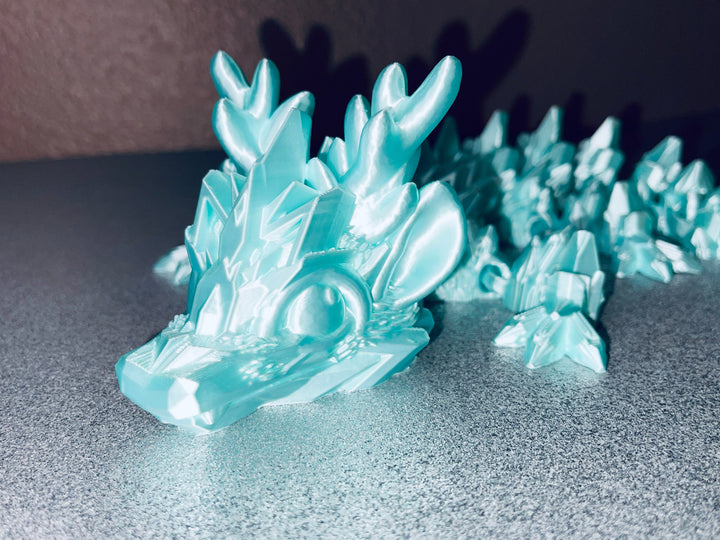 Winter Dragon Baby, Articulated 3D Printed Dragon, Flexible 3D Dragon Figure Statue Sculpture, Cinderwing Dragon