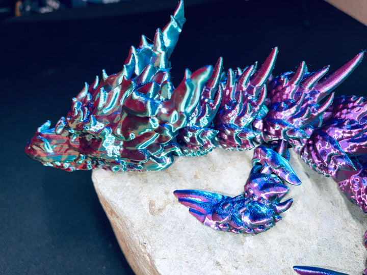 Adult Desert Dragon, Articulated 3D Printed Dragon, Flexible 3D Dragon Figure Sculpture