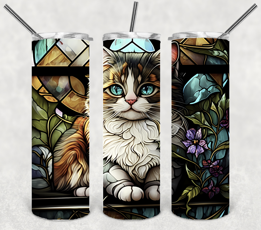 Stained Glass Cat Tumbler