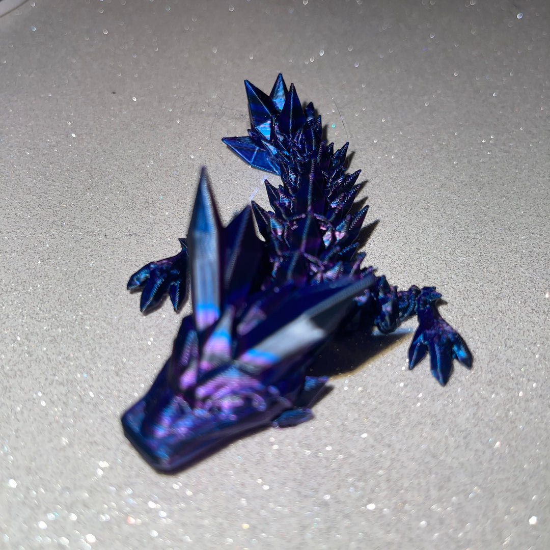 Crystal Dragon Crystalwing Dragon 10mm Straw Topper 30oz 40oz Straw Toppers, Articulated 3D Printed Dragon, Miniature Dragon Figurine Statue