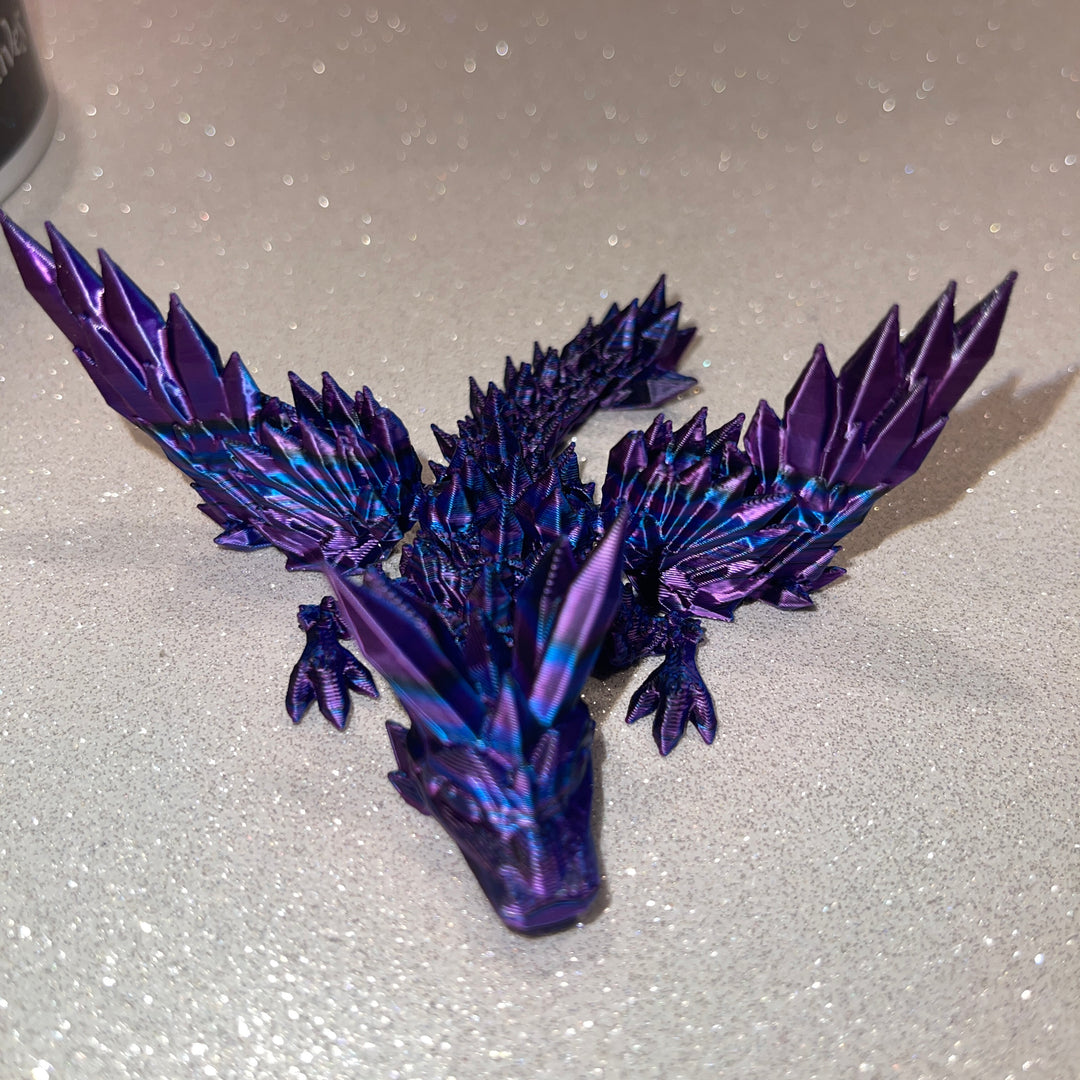 Crystal Dragon Crystalwing Dragon 10mm Straw Topper 30oz 40oz Straw Toppers, Articulated 3D Printed Dragon, Miniature Dragon Figurine Statue