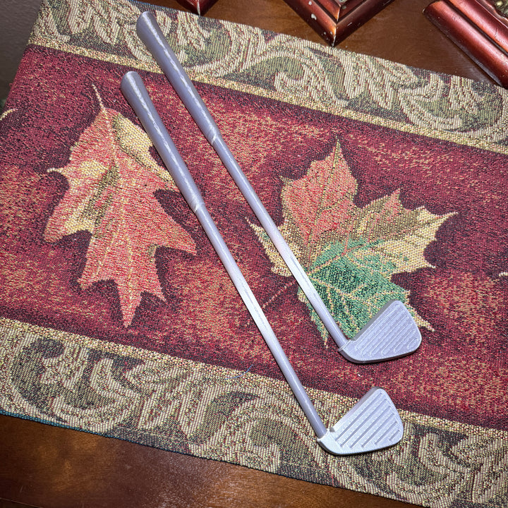 CUSTOM  3D printed golf club bag vase, personalized, with two printed silver clubs