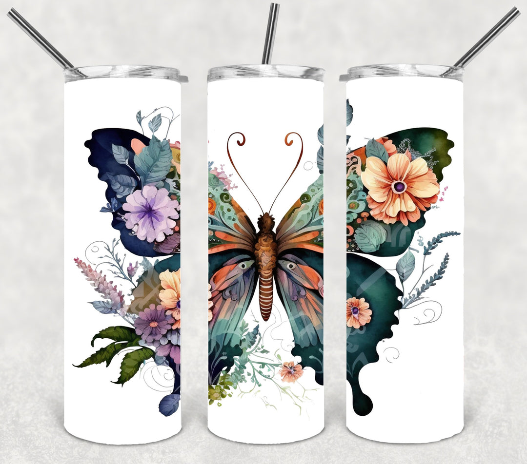 Butterfly Tumbler, Bright Butterflies, Vibrant Butterflies