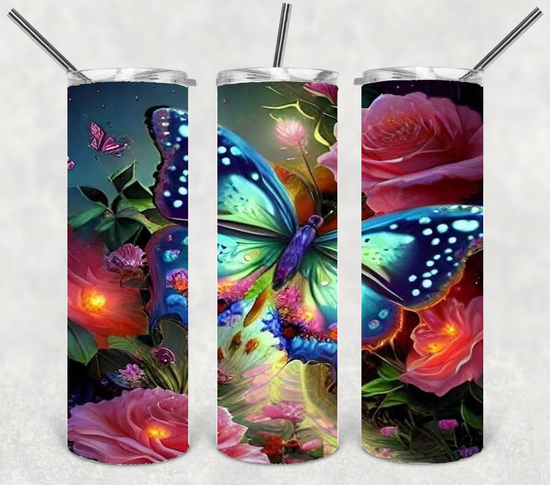 Butterfly Tumbler, Bright Butterflies, Vibrant Butterflies