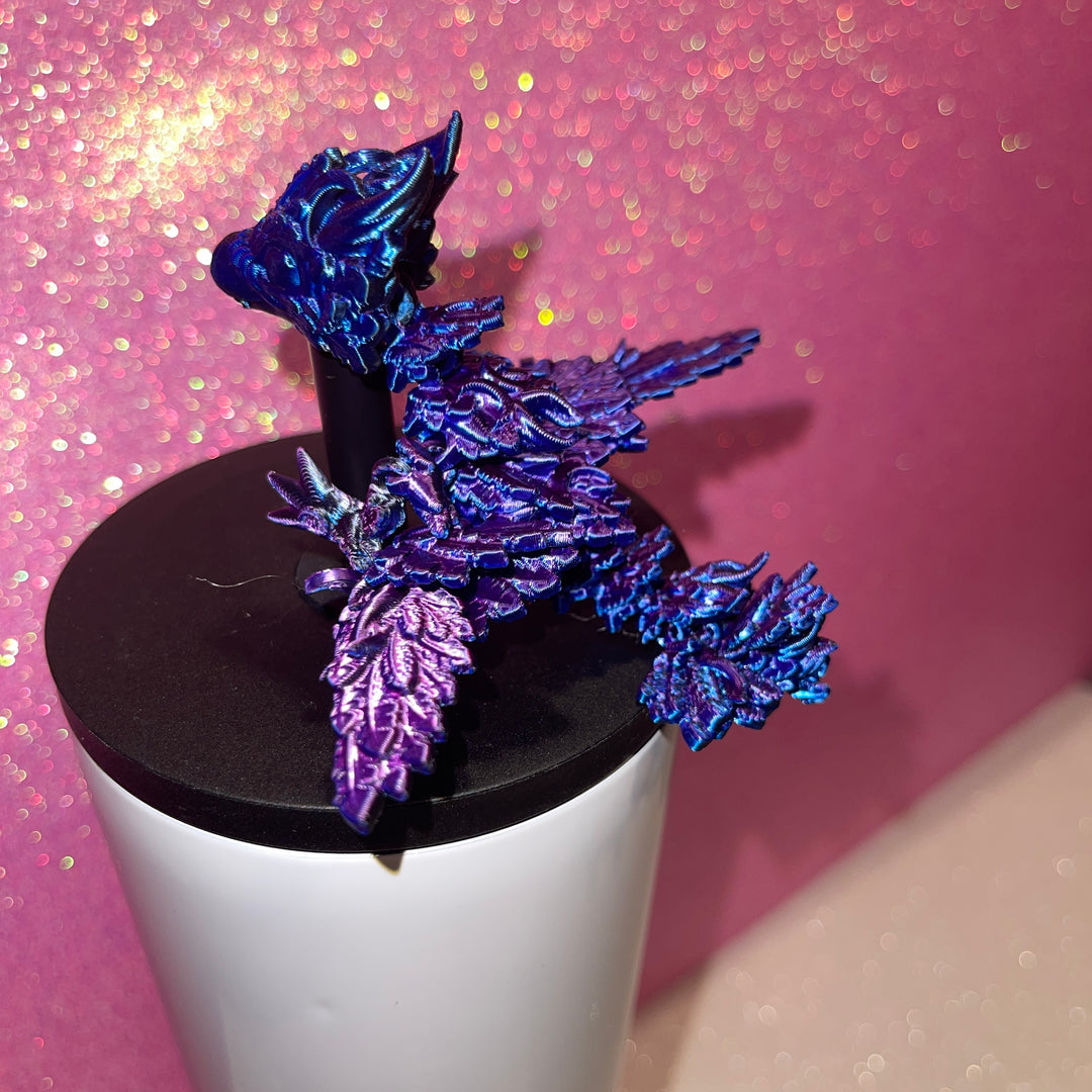 Lunar Dragon Lunarwing Dragon 10mm Straw Topper 30oz 40oz Straw Toppers, Articulated 3D Printed Dragon, Miniature Dragon Figurine Statue