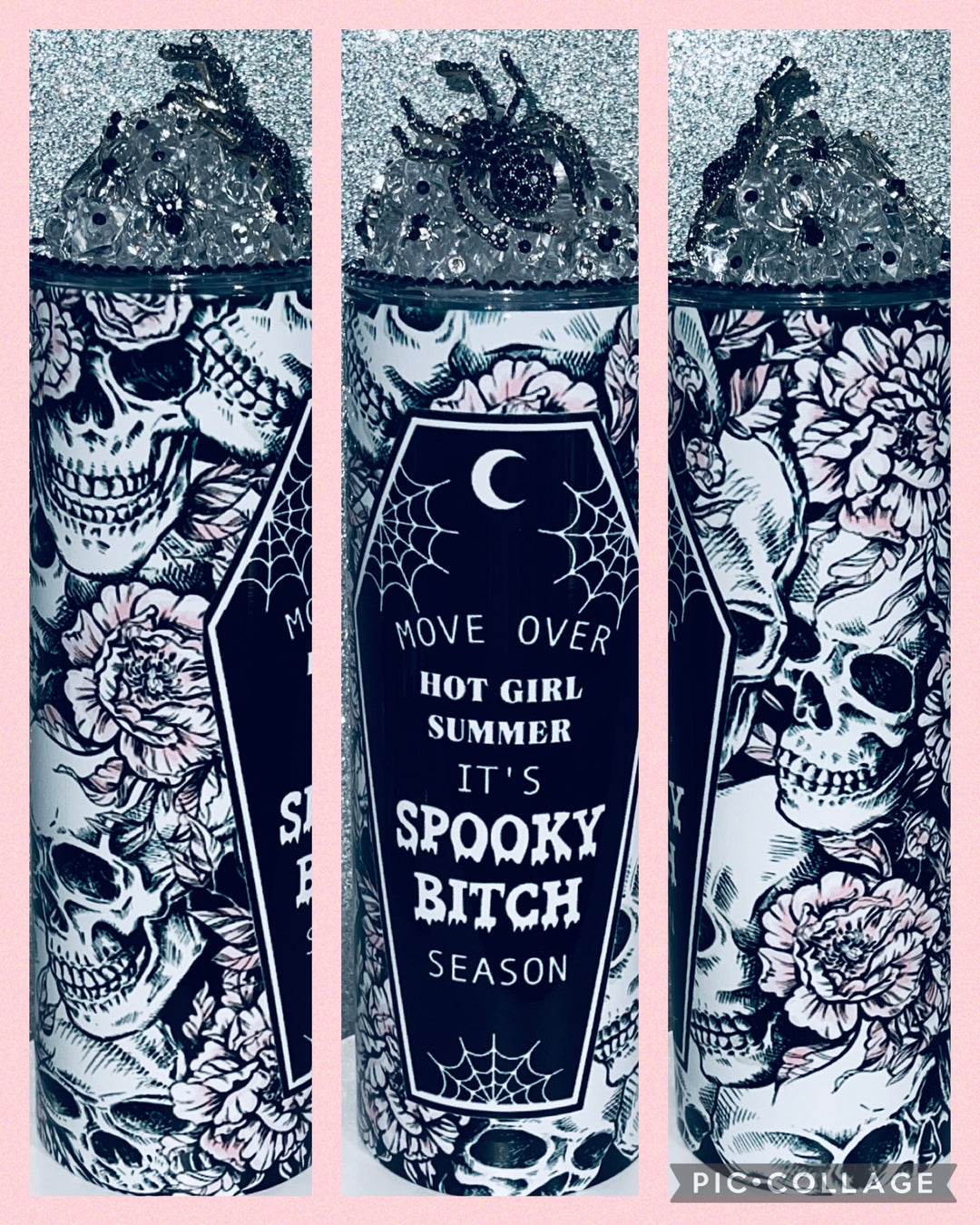 Halloween Themed Tumbler and Topper Combo, Move Over Hot Girl Summer It's Spooky BiAtch Season