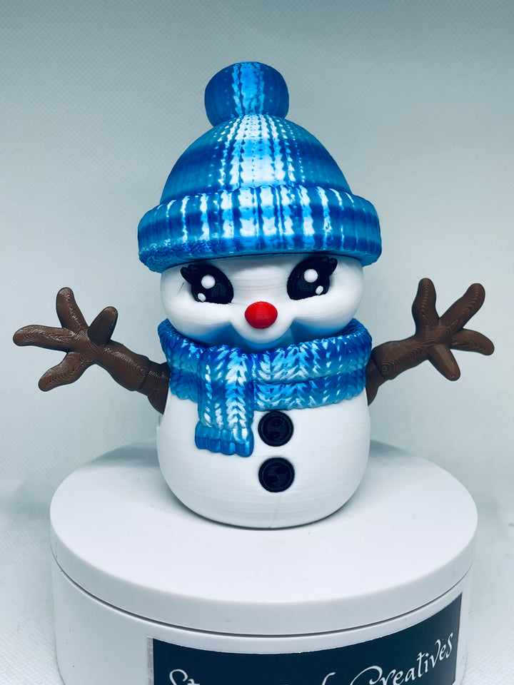 3D Printed Baby Snowman, Adorable Vibrant Baby Snowman with moveable arms