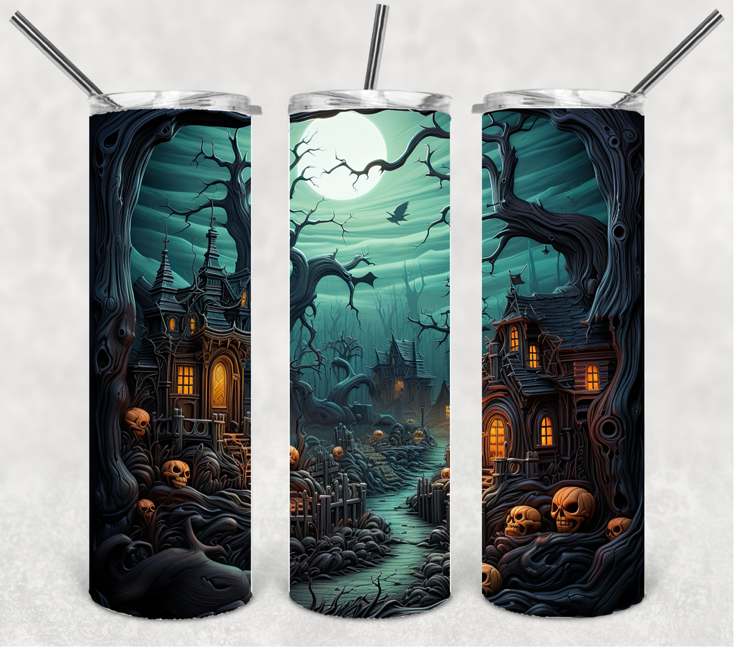 Haunted Forest Tumbler, Spooky Halloween Themed Tumbler, 20 oz