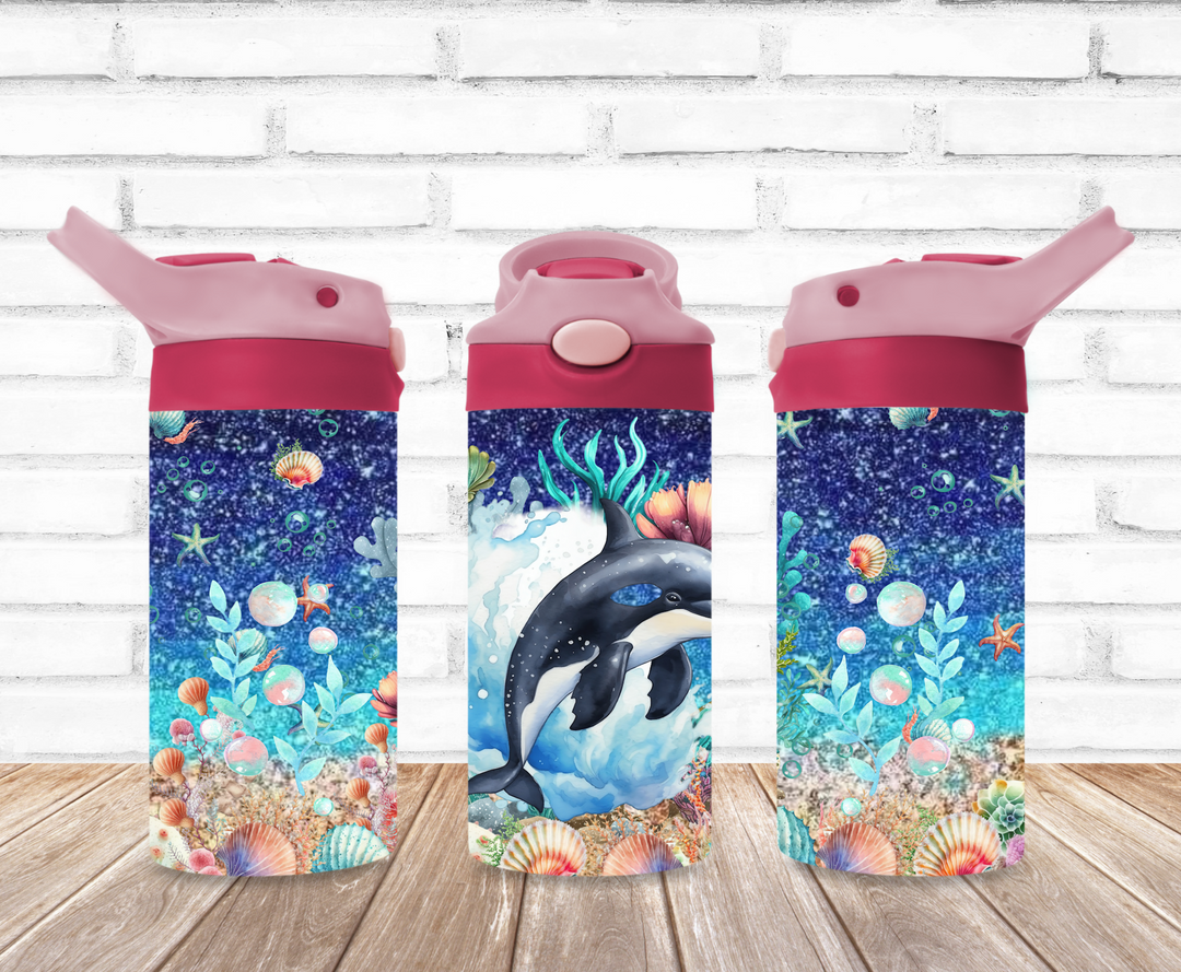 Orca Kids Tumbler, Sea Life Kids Tumbler, Kids Water Bottle, Kids Water Tumbler, Kids FlipTop Cup, Kids Sippy Cup, Back To School Cup