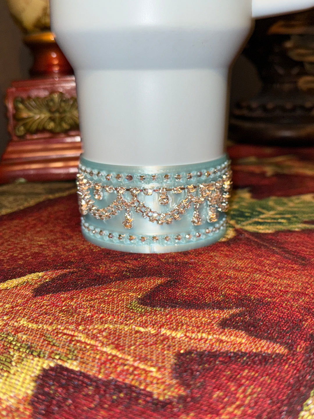 Mint Blue Rhinestone Royal Princess Accessory Collection for Stanley tumblers with options for a Princess Crown Topper, Royal Halo Lid Bling Band and more 💎