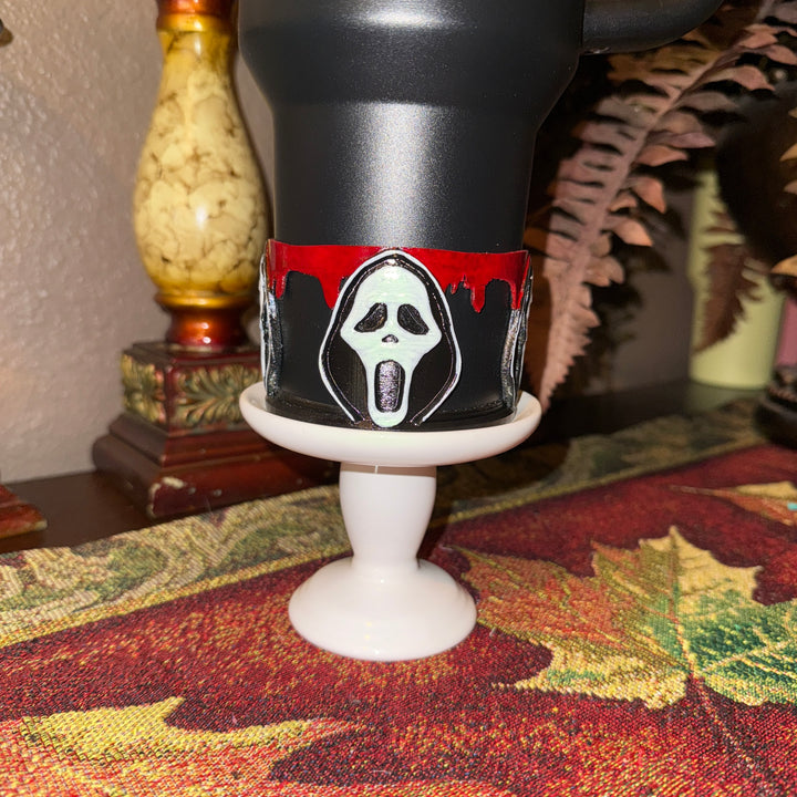 Scary Mask Ghost Face Tumbler Boot, Halloween Mask Cup Drink Sleeve, Scary Movies, Hand Painted, Hot Seller