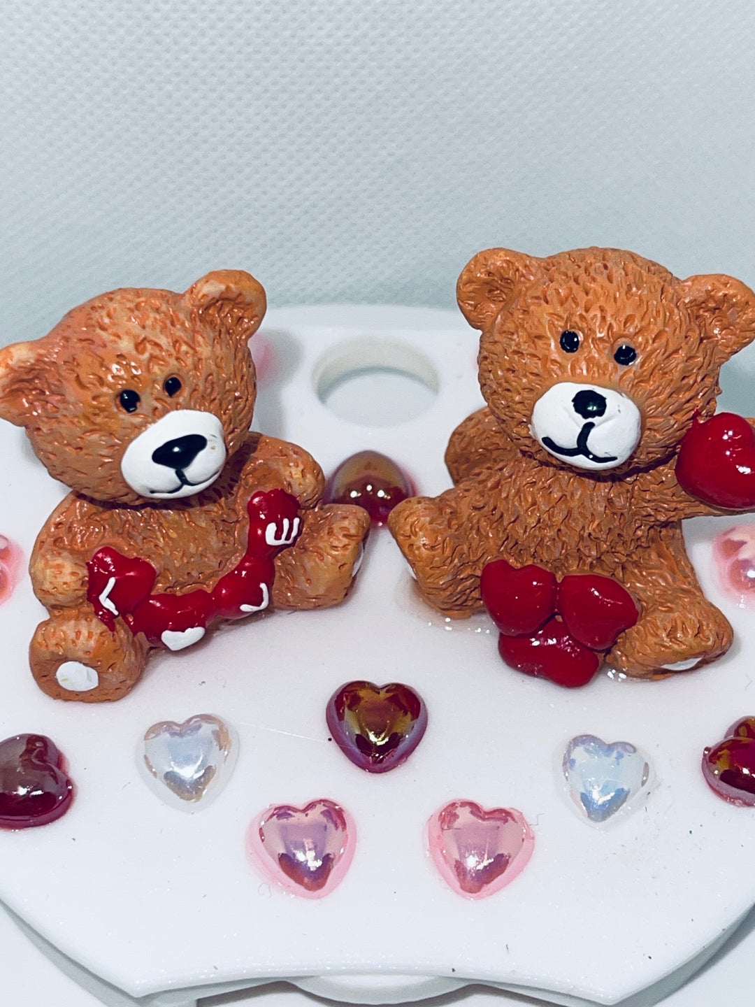 Teddy Bear Heart 40 oz Tumbler Topper, 3D Valentine 40 oz tumbler topper, 3D Decorative Lid Attachment