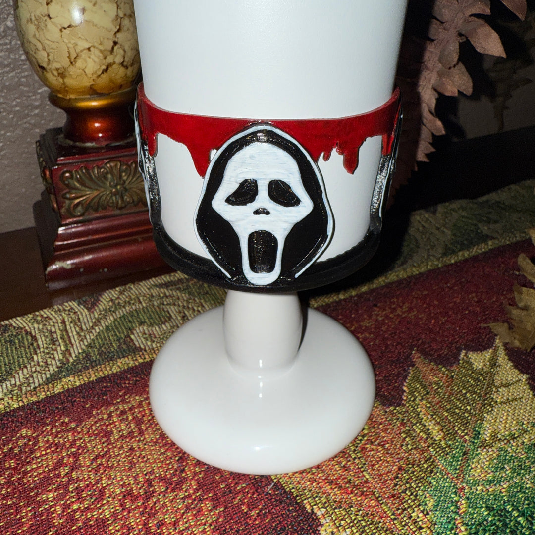 Scary Mask Ghost Face Tumbler Boot, Halloween Mask Cup Drink Sleeve, Scary Movies, Hand Painted, Hot Seller