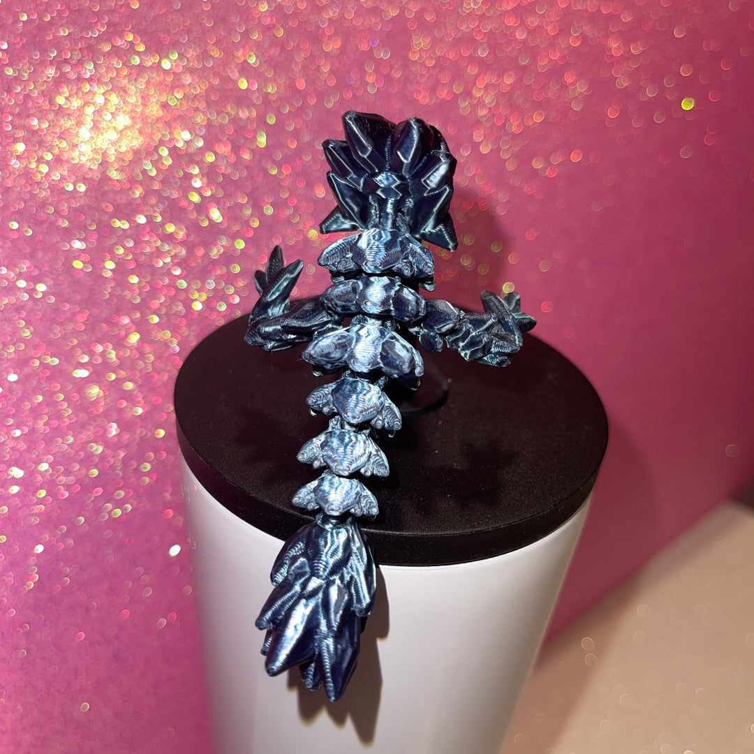 Gemstone Dragon 10mm Straw Topper 30oz 40oz Straw Toppers, Articulated 3D Printed Dragon, Miniature Dragon Figurine Statue