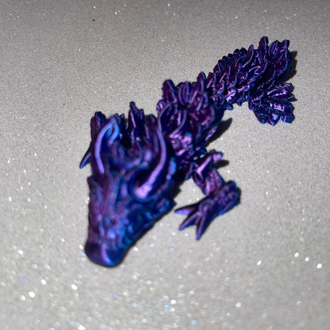 Lunar Dragon Lunarwing Dragon, black/purple ombre, 10mm Straw Topper 30oz 40oz Straw Toppers, Articulated 3D Printed Dragon, Miniature Dragon Figurine Statue