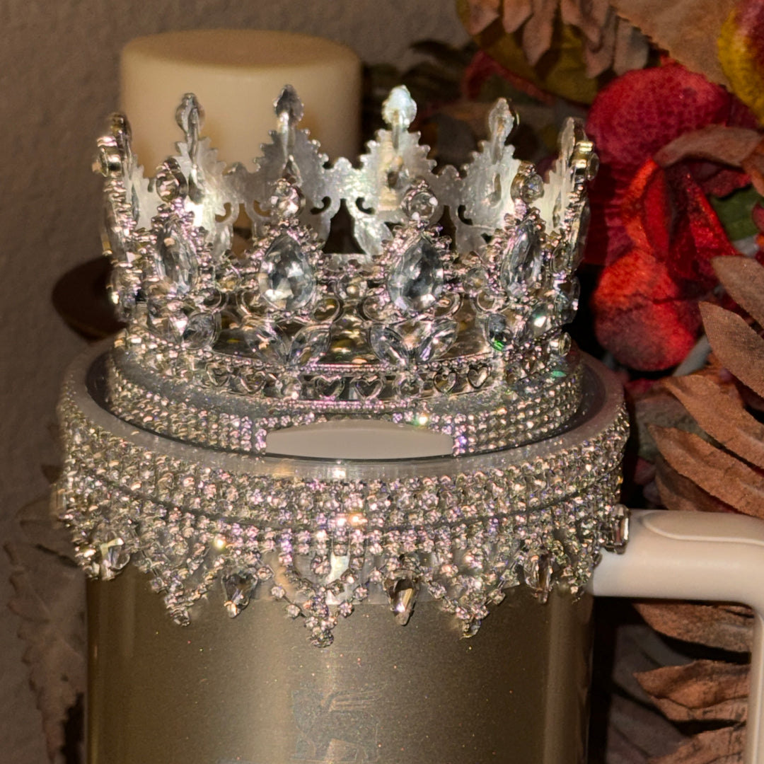 RELAUNCHED OG Fancy Rhinestone Royal Princess Accessory for Stanley tumblers BEST SELLER Crown Topper, Royal Queen Halo Bling Bangle Band Boot Straw
