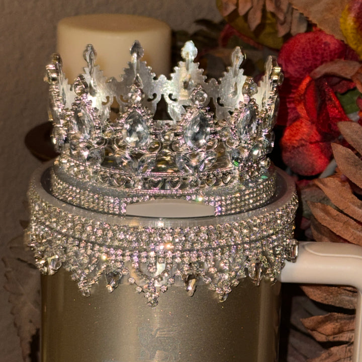 RELAUNCHED OG Fancy Rhinestone Royal Princess Accessory for Stanley tumblers BEST SELLER Crown Topper, Royal Queen Halo Bling Bangle Band Boot Straw