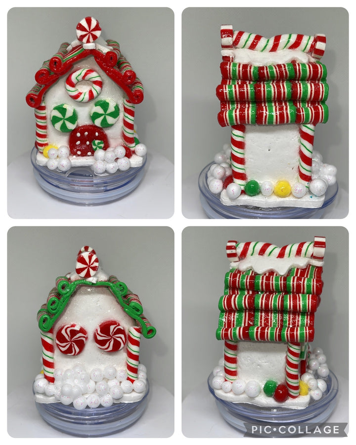 Gingerbread House Tumbler Topper, Christmas Candy House, Christmas tumbler topper