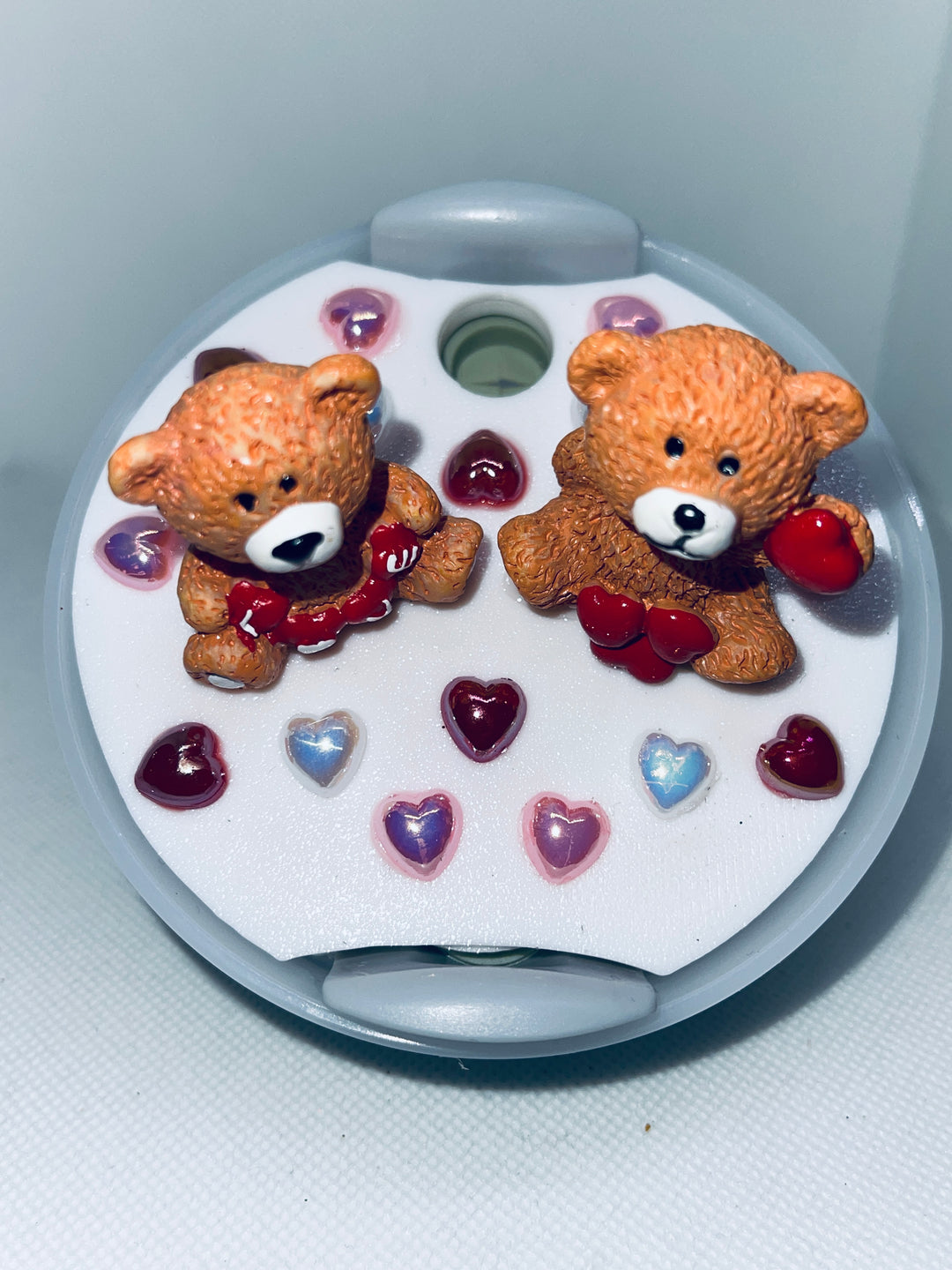 Teddy Bear Heart 40 oz Tumbler Topper, 3D Valentine 40 oz tumbler topper, 3D Decorative Lid Attachment