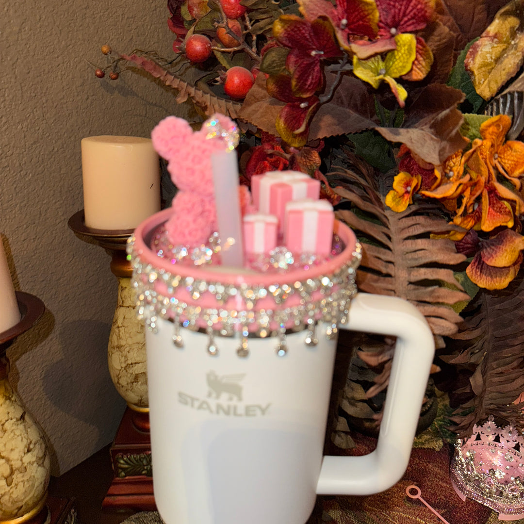 Custom Pink and Silver Rhinestone Royal Princess Accessory Collection for Stanley tumblers