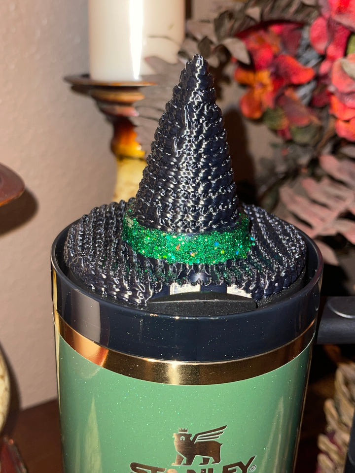 Wicked Witch Hat or Rhinestone Crown tumbler topper with spiderweb and rhinestone crown boot option Fits your Stanley Wicked Elphaba tumbler