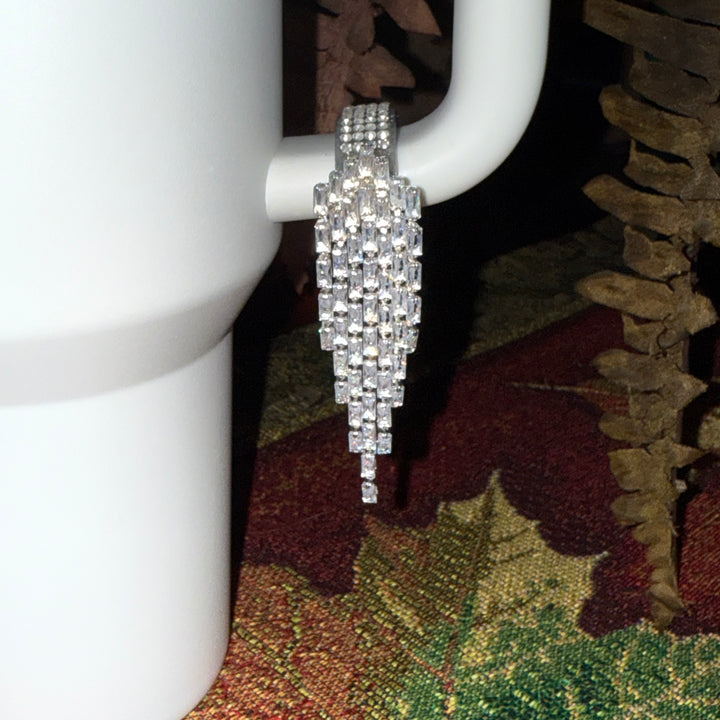 Beautiful Silver Hanging Dangle Rhinestone Cup Handle Clip – Magnetic Tumbler Charm Accessory