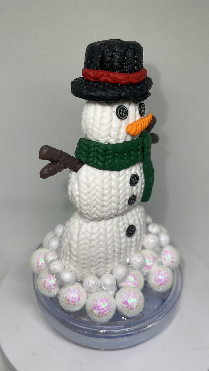 Snowman Tumbler Topper, Christmas tumbler topper, Christmas Tumbler, 3D Decorative Lid