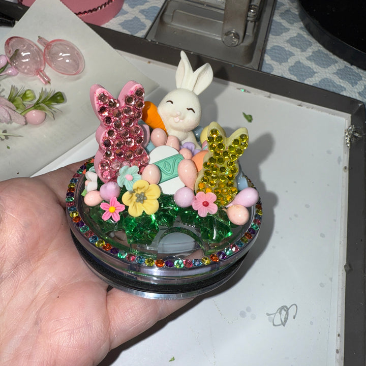 Easter Tumbler Topper, Easter Egg, Easter Bunny, Glitter Eggs, 3D Decorative Lid